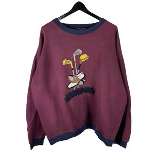 Vintage 90s Architect Golf Clubs Burgundy Embroidered Logo Sweatshirt Size XL